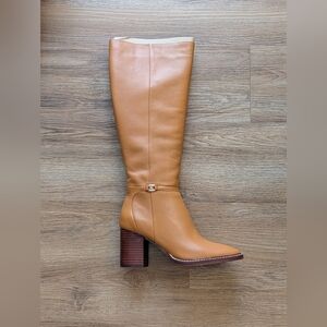 Sam Edelman Tan Leather Knee-High Block Heel Boots